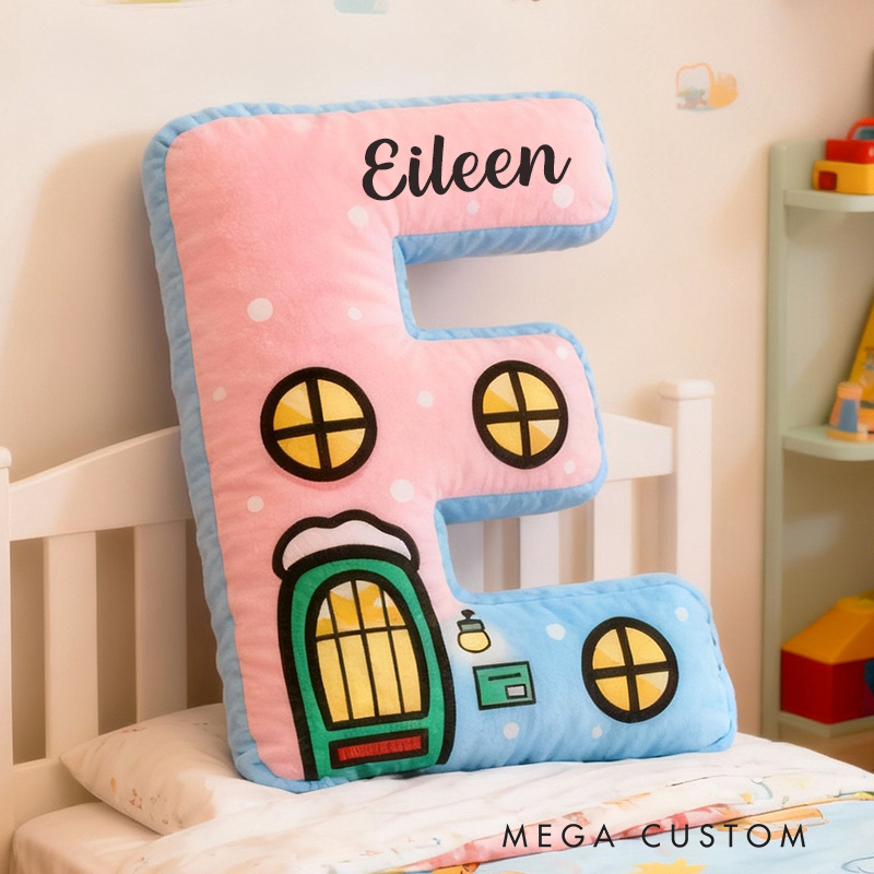 Personalized Letter Pillow Custom Name Design Soft Decorative Cushion Whimsical House Theme Cozy Accent For Kids Rooms Or Home Decor Graphic 3D Print