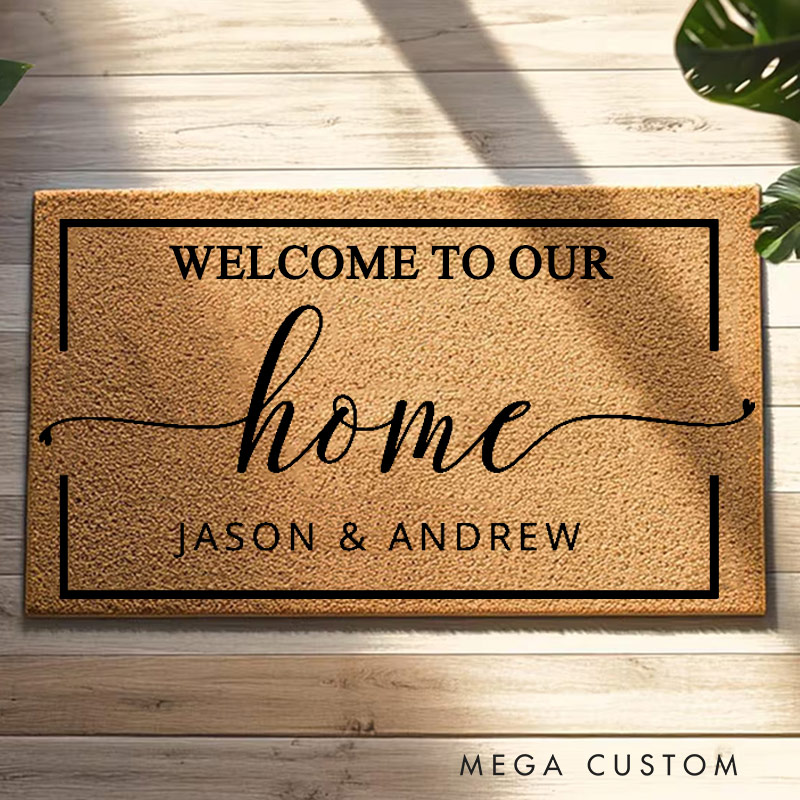 Personalized Welcome Doormat Outdoor Indoor Mat Custom Coir Mat with Name for Couple Valentine's Day gifts Housewarming Gift 