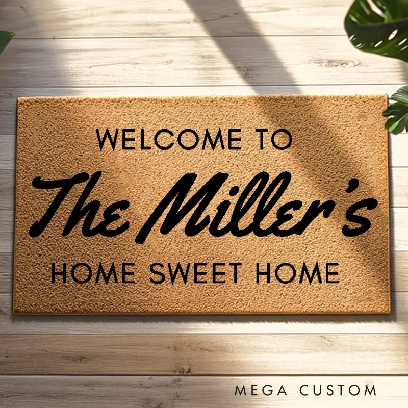Personalized Sweet Home Doormat Custom Welcome Mat with Name for Couple Valentine's Day gifts Housewarming Gift
