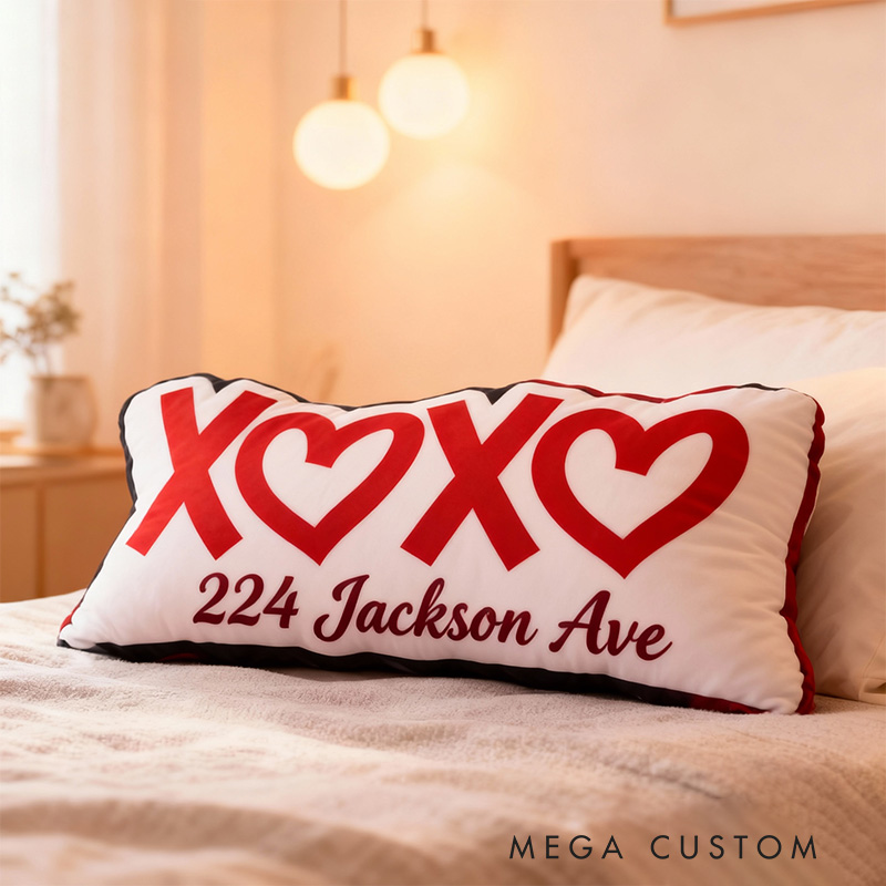 Personalized XOXO Throw Pillow Custom Couple Decorative Cushion Soft Accent For Bedroom Living Room Or Unique Housewarming And Valentine Gifts