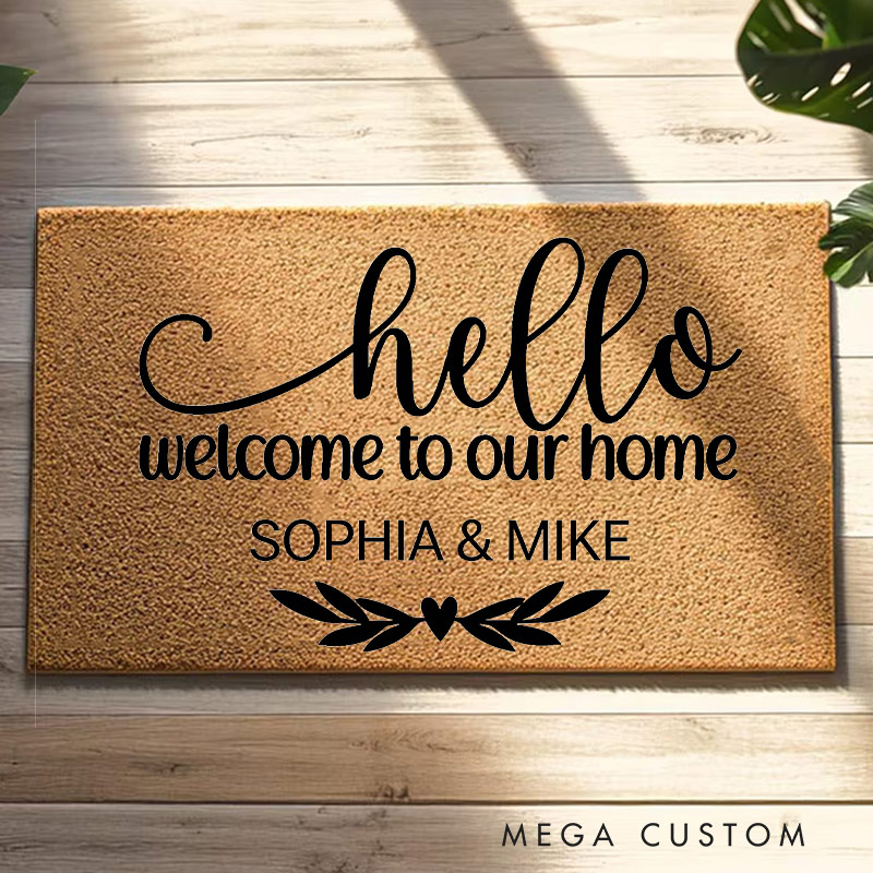 Personalized Welcome Doormat Custom Home Mat with Name for Couple Valentine's Day Gifts Housewarming Gift
