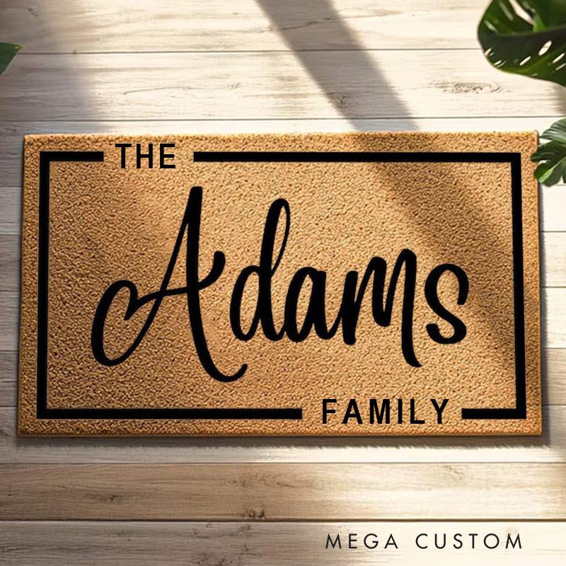 Personalized Welcome Doormat Custom Last Name with Border Mat Housewarming Gift