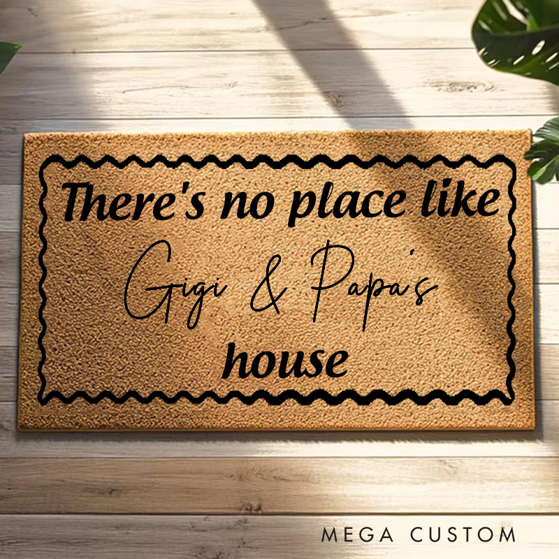 Personalized Welcome Doormat There's No Place Like House Custom Home Mat with Name for Grandparent Gifts Housewarming Gift