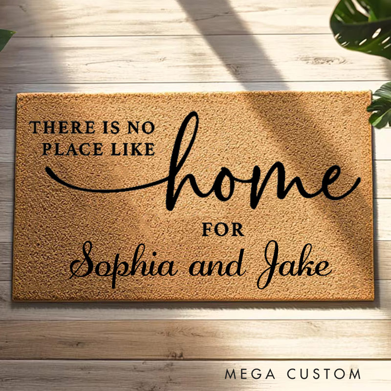 Personalized Welcome Doormat There Is No Place Like Home Custom Home Mat with Name for Couple Family Gift Housewarming Gift