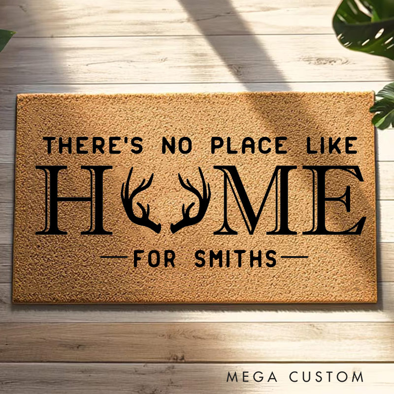 Personalized Welcome Doormat There Is No Place Like Home Custom Home Mat with Name for Couple Family Gift Housewarming Gift