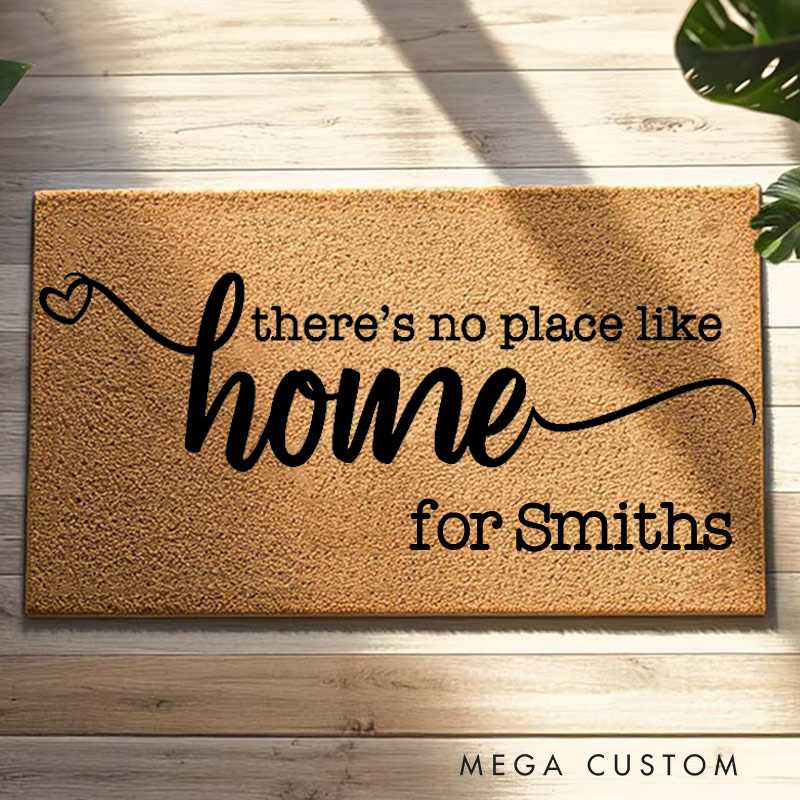 Personalized Welcome Doormat There Is No Place Like Home Custom Home Mat with Name for Couple Family Gift Housewarming Gift