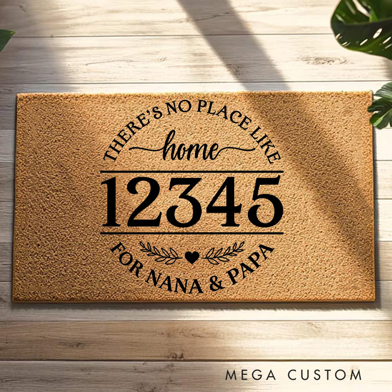 Personalized Welcome Doormat There Is No Place Like Home Custom Home Mat with Name for Grandparent Housewarming Gift