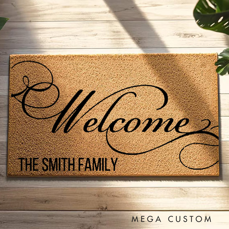 Personalized Welcome Doormat Custom Home Mat with Name for Family and Couple Housewarming Gift