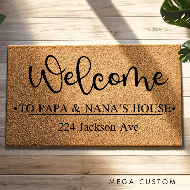 Personalized Welcome Doormat Custom Coir Mat with Name Indoor Outdoor Rug for Grandparent Housewarming New Home Gift 