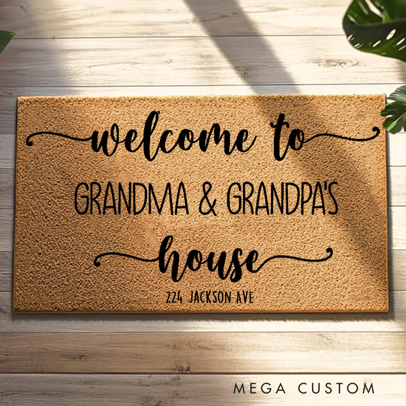 Personalized Welcome Doormat Custom Coir Mat with Name Indoor Outdoor Mat for Grandparent Housewarming New Home Gift 