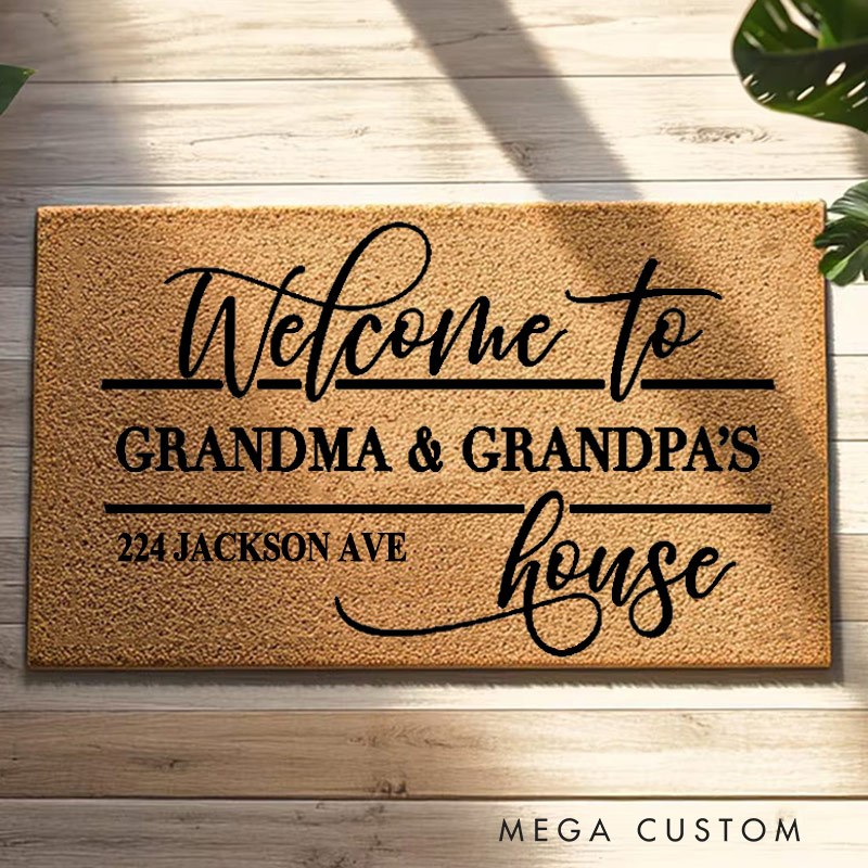 Personalized Welcome Doormat Custom Coir Mat with Name Indoor Outdoor Mat for Grandparent Housewarming New Home Gift 