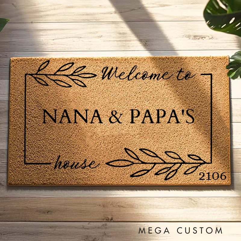 Personalized Welcome Doormat Custom Coir Mat with Name Indoor Outdoor Mat for Grandparent Housewarming New Home Gift 