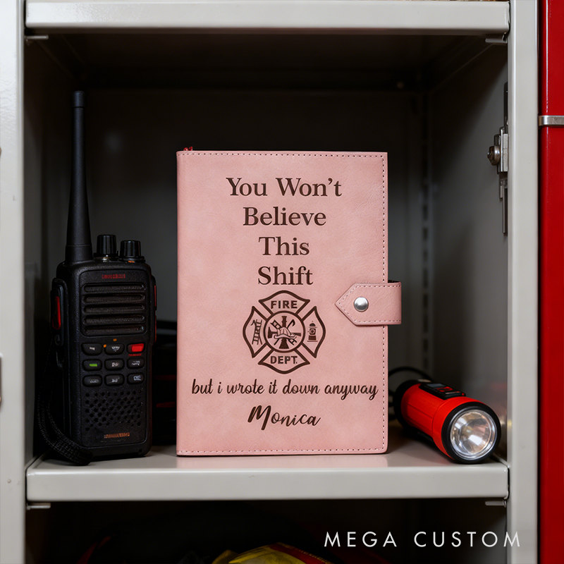 Personalized Firefighter Leather Journal Engraved Firefighter Notebook Custom Name Firefighter Notebook