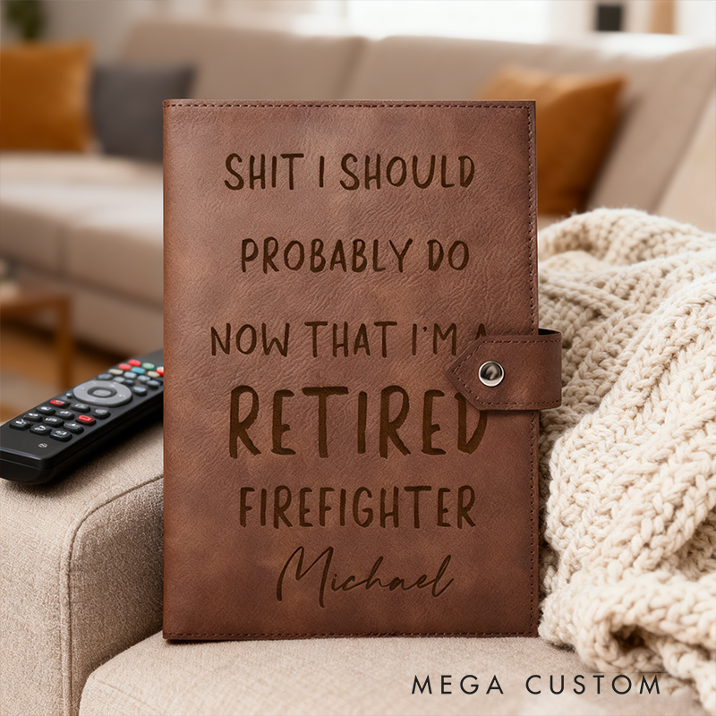 Personalized Firefighter Leather Journal Engraved Firefighter Notebook Custom Name Firefighter Notebook