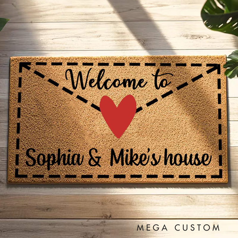 Personalized Valentine's Day Welcome Doormat Cute Love Letter Doormat Housewarming New Home Gift 