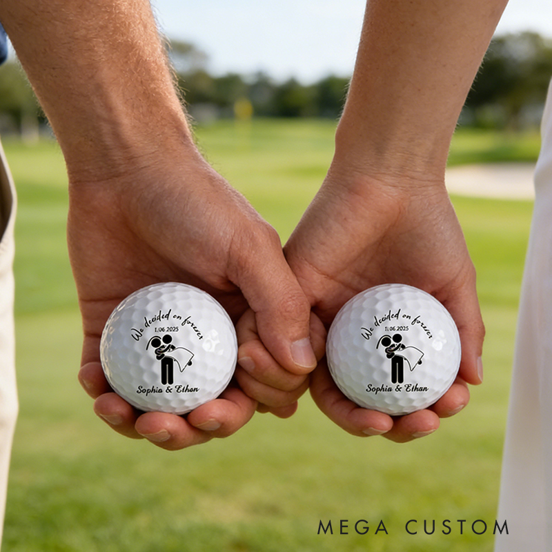 Personalized Wedding Golf Ball with "Forever" Design and Custom Details for Newlyweds Weddings Gifts