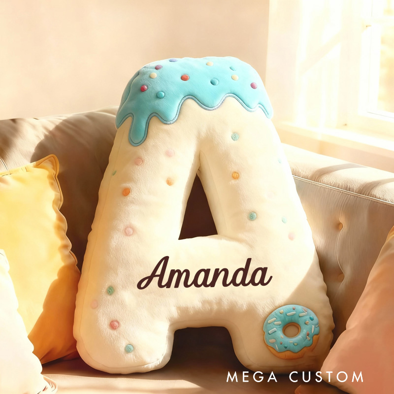 Personalized Donut Letter Pillow Kids with Custom Name Graphic 3D Print Donut Throw Pillow for Kids Baker Baking Lover