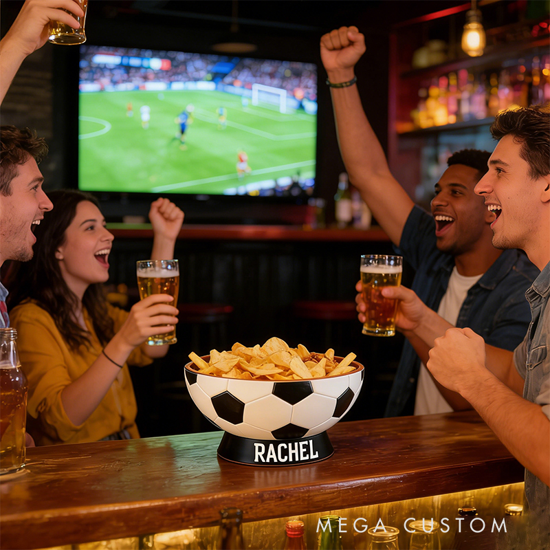 Personalized 3D printed Soccer Ball Snack Bowl with Custom Name TV Snack Bowl Match Day Gift for Football Fans Sports Lover Gift Dad Gift