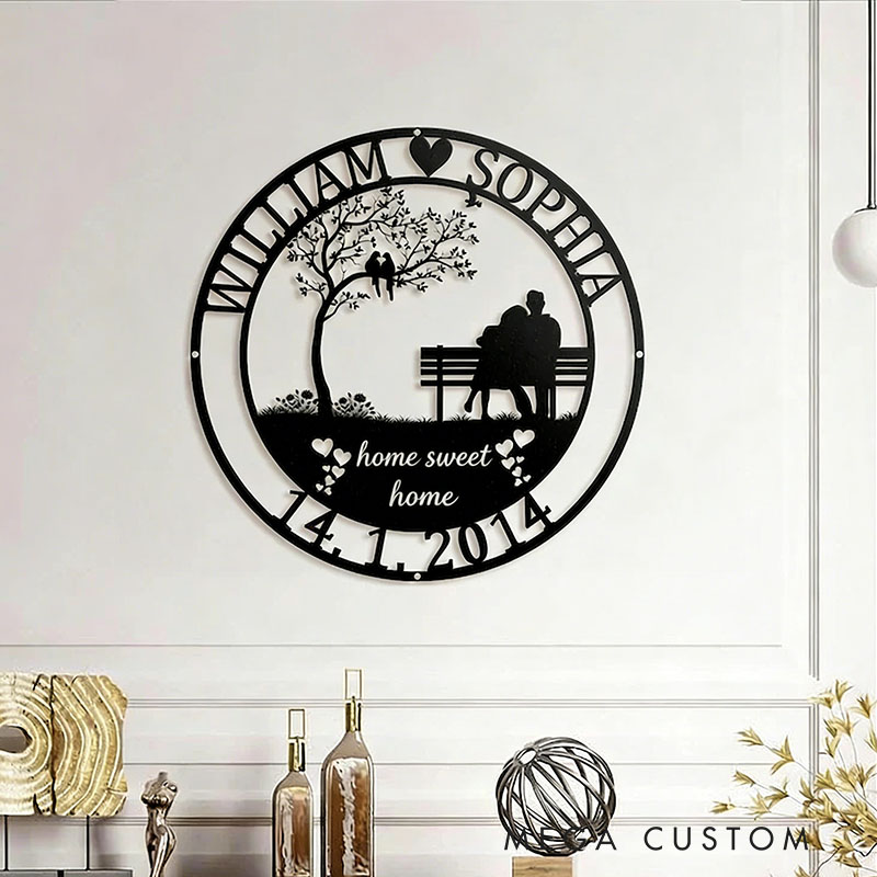 Personalized Wedding Anniversary Gift For Couple Custom Couple Metal Sign Wedding Gift Gift For Couple Gift For Husband Wife Metal Wall Sign