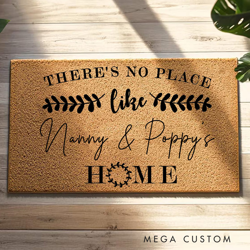 Personalized Welcome Doormat There Is No Place Like Home Doormat Housewarming New Home Gift for Grandparent