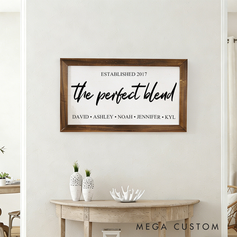 Personalized The Perfect Blend Family Sign Blended Family Signs Family Wall Art For Family Room Wall Blended Family Wedding Gift Housewarming Gifts