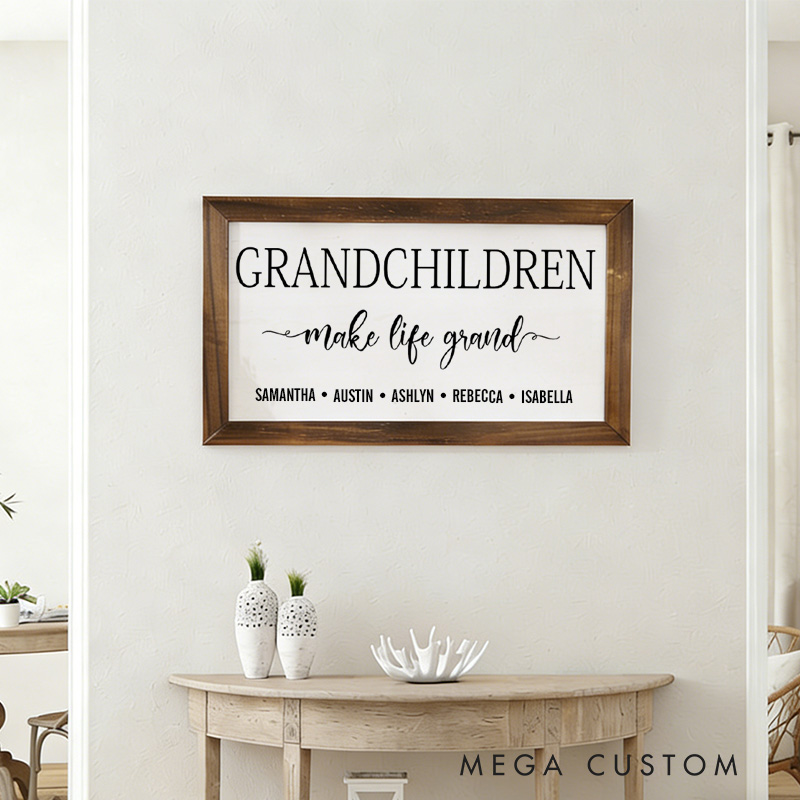 Personalized Grandchildren Wood Sign Gift for Grandparents Family Gift Housewarming Gifts