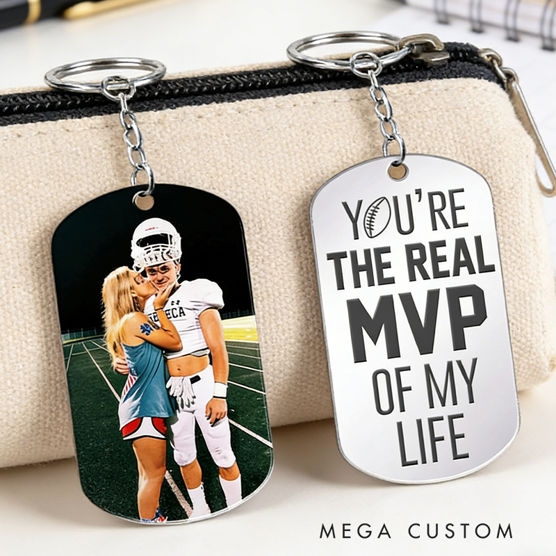 Personalized "You're the Real MVP" Football Keychain for Couples or Sports Fans Valentine's Day Gift 