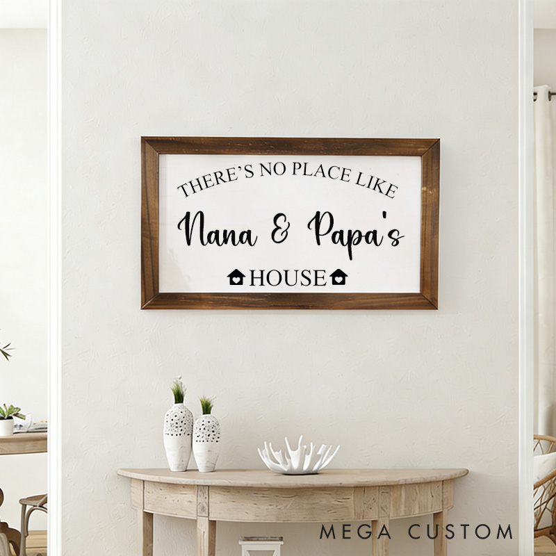 Personalized There's No Place Like Nana and Papa's House Wooden Wall Art Custom Grandparents Home Gift