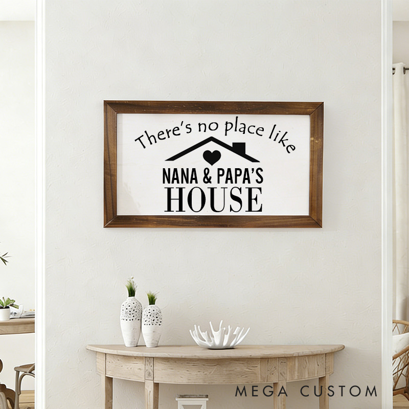 Personalized Grandparents Gift Custom There's No Place Like Nana and Papa's House Wooden Wall Art