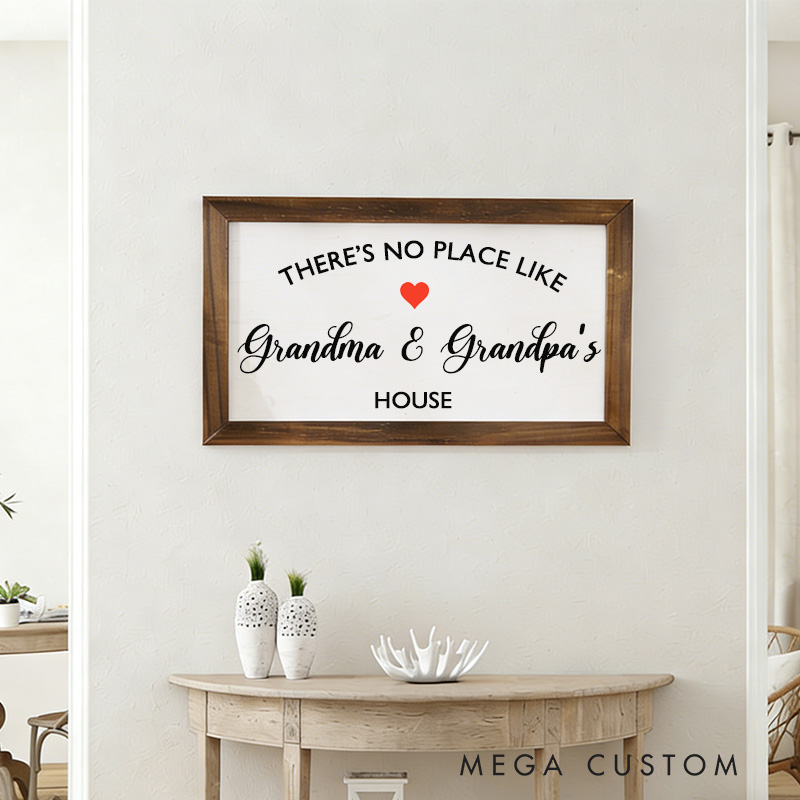 Personalized There's No Place Like Grandma and Grandpa's House Wooden Sign Custom Decoration for Grandparents Home Gift
