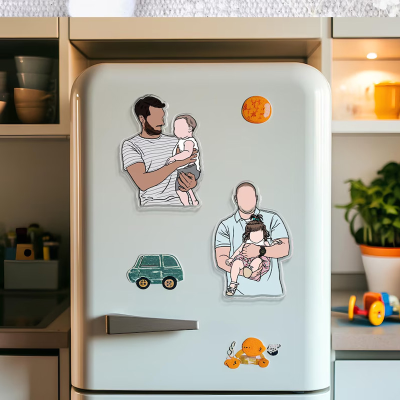 Personalized Gift For Dad Custom Dad Photo Magnet Faceless Portrait Fridge Magnet Husband New Dad Gift