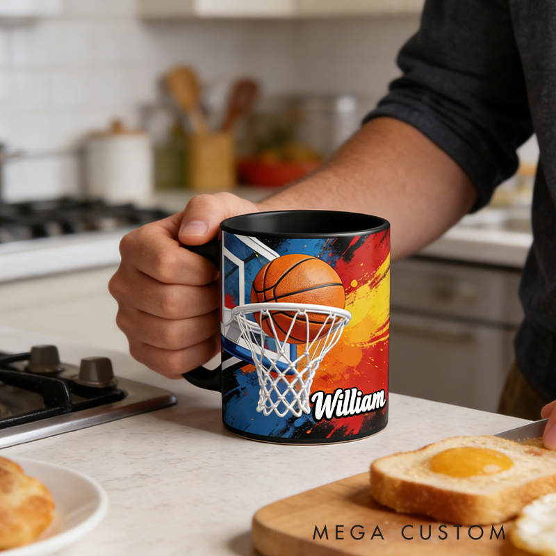 Personalized Basketball Slam Dunk Coffee Mug for Basketball Enthusiasts