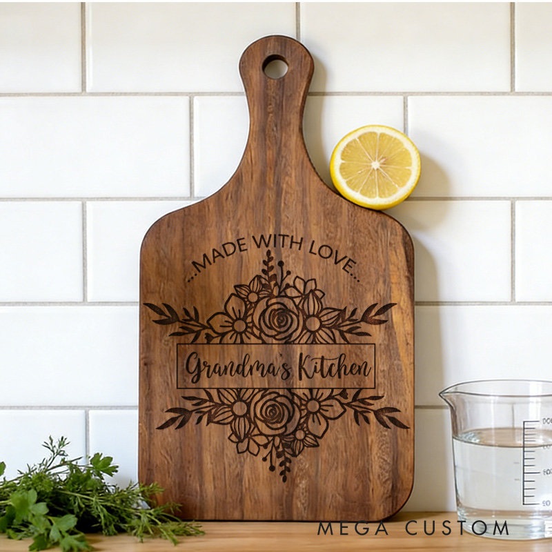 Personalized Grandma's Kitchen Cutting Board Custom Engraved Cutting Board for Grandma Gifts Home Decor Cooking Anniversary Birthday