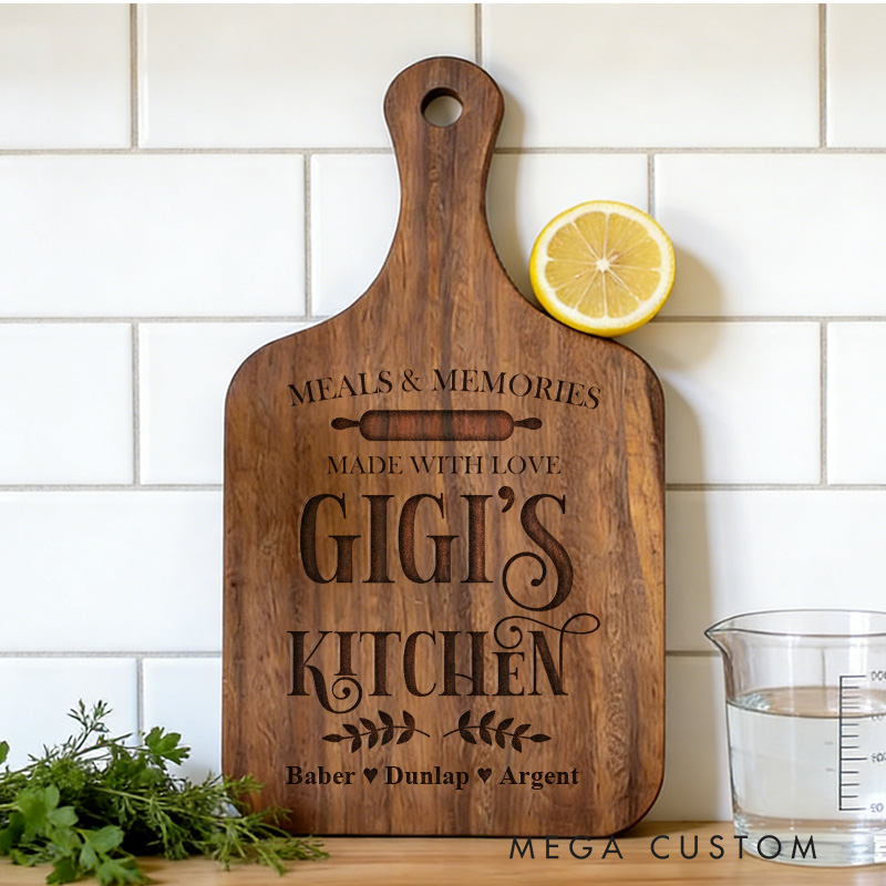 Personalized Engraved Kitchen Cutting Board Custom Wooden Paddle Board Meals and Memories Design for Grandma Gifts Home Decor