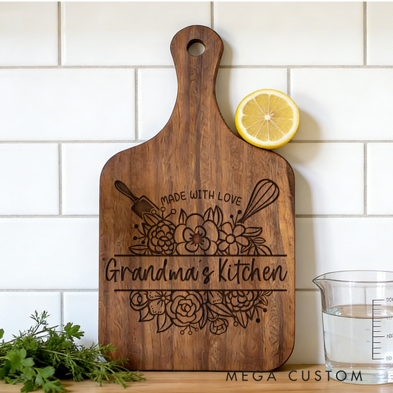 Personalized Grandma’s Kitchen Cutting Board Custom Engraved Cutting Board for Grandma Gifts Home Decor Cooking Anniversary Birthday