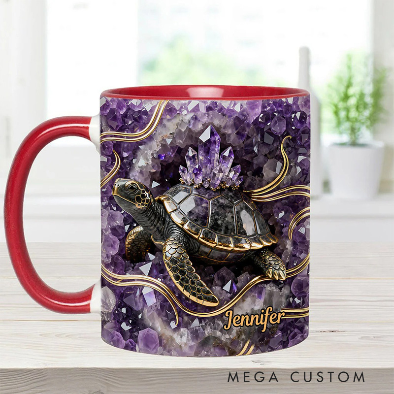 Personalized 2D Flat Magical Crystal Sea Turtle Mug Coffee Mug Magic Lover Mug Witchcore Gift Coffee Mug