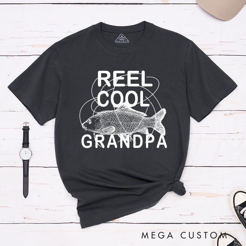 Personalized Reel Cool Fishing T-Shirt with Carp Fish Gift for Fishing Lovers Grandpa Dad Husband