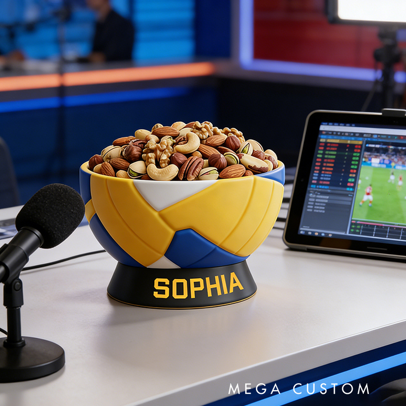 Personalized 3D Printed Volleyball Snack Bowl with Custom Name Design for Volleyball Fans