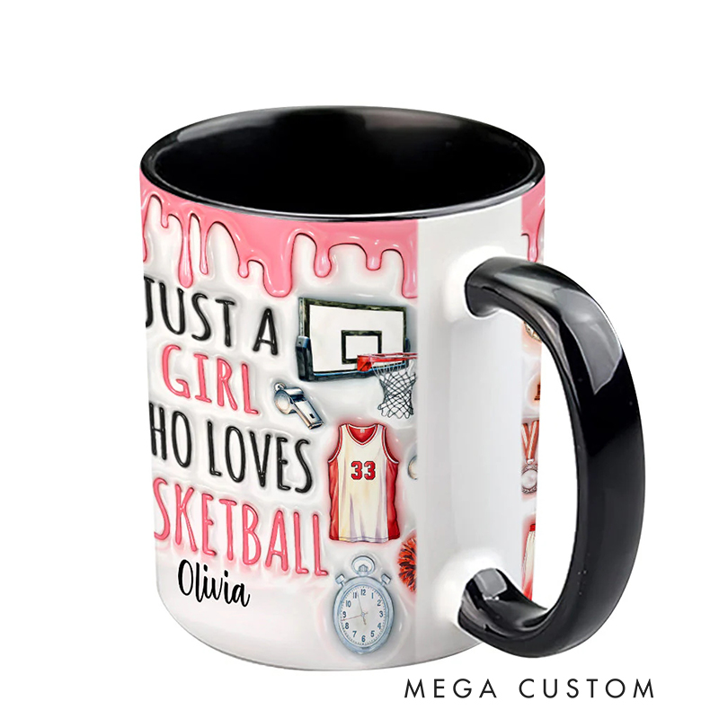 Personalized "Just a Girl Who Loves Basketball" Mug with Custom Text for Female Players and Fans