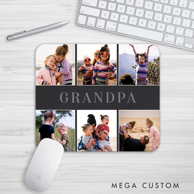Personalized Grandpa Gifts Photo Mouse Pad Father's Day Gift Custom Image Mouse Mat Grandpas Office Desk Accessories Mousepad Mousemat