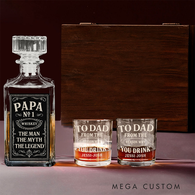 Personalized Father Whiskey Decanter Set Gift For Alcohol Lover Father's Day Gift 
