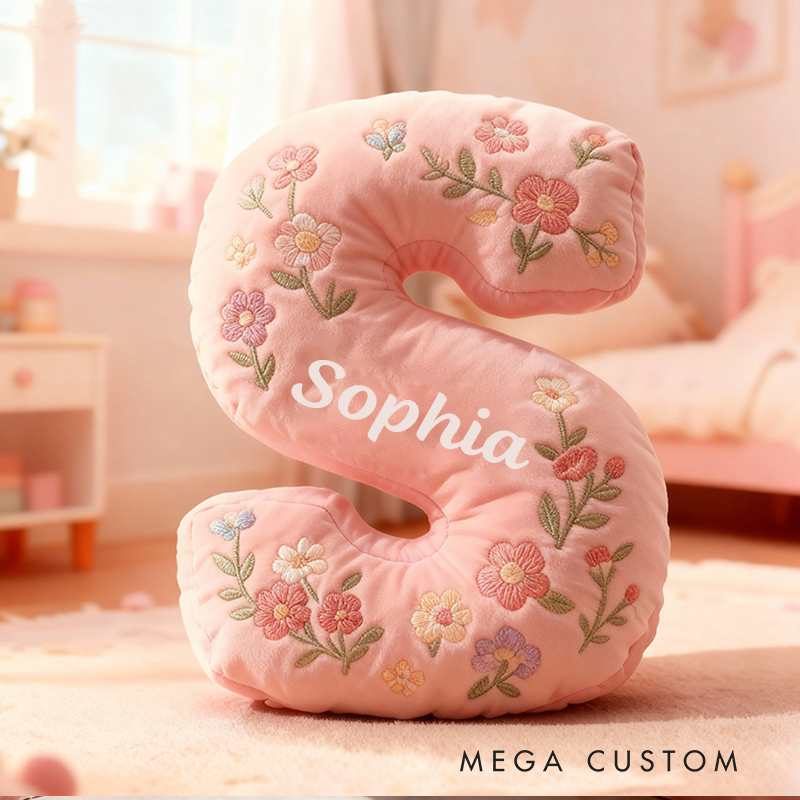 Personalized Letter Pillow Graphic 3D Print Cute Flower Custom Name Pillow Gift for Kids 