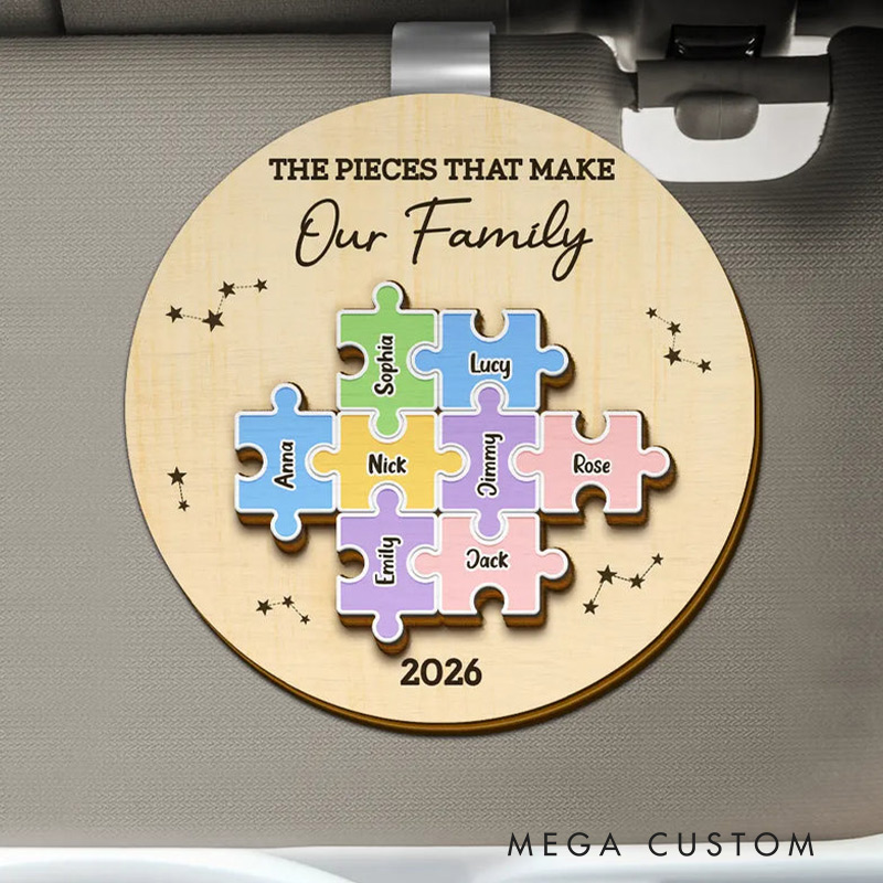 Personalized Shaped Car Visor Clip Custom The Pieces That Make Our Family Puzzle Car Visor Clip Gift for Family