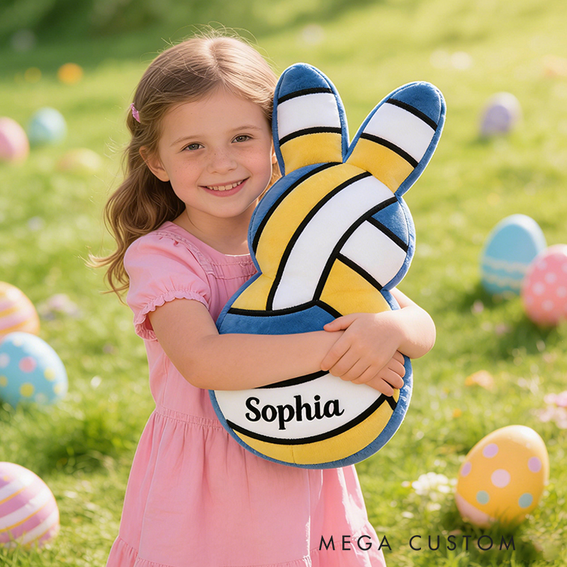 Personalized Easter Volleyball Bunny Pillow with Custom Name for Kids Easter Gifts