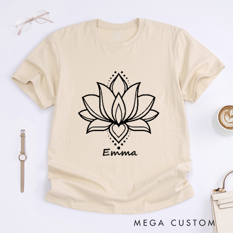 Personalized Namaste T-Shirt Lotus Flower T-Shirt Yoga T-Shirt Meditation T-Shirt Yoga Gift T-Shirt Zen T-Shirt Mandala Tee