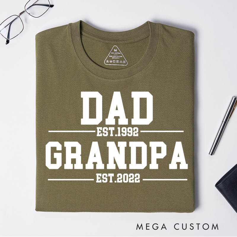 Personalized Dad Est. Grandpa Est. T-shirt Grandpa T Shirt Custom Father's Day Gift for Dad and Grandfather Birthday Gift for Men