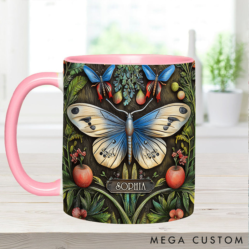 Personalized Beautiful Garden Mug Adorned with 3D Tool Embellishments Custom Name Engraved Mug for Avid Garden Lovers