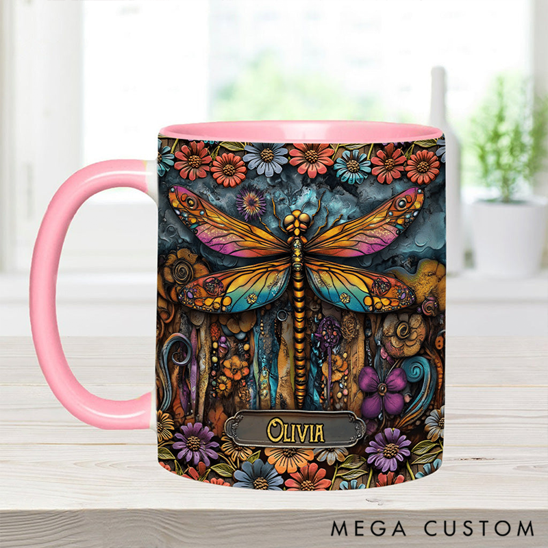 Personalized Green Lady Mug Adorned with 3D Tool Embellishments Custom Name Engraved Mug for Avid Garden Lovers