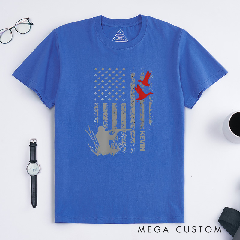 Personalized Patriotic Hunting T-Shirt Duck Hunting T-Shirt Gift for Outdoor Hunting Lover