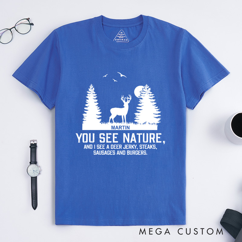 Personalized Nature Hunter T-Shirt Hunting Shirts for Men Husband Gift for Outdoor Hunting Lover